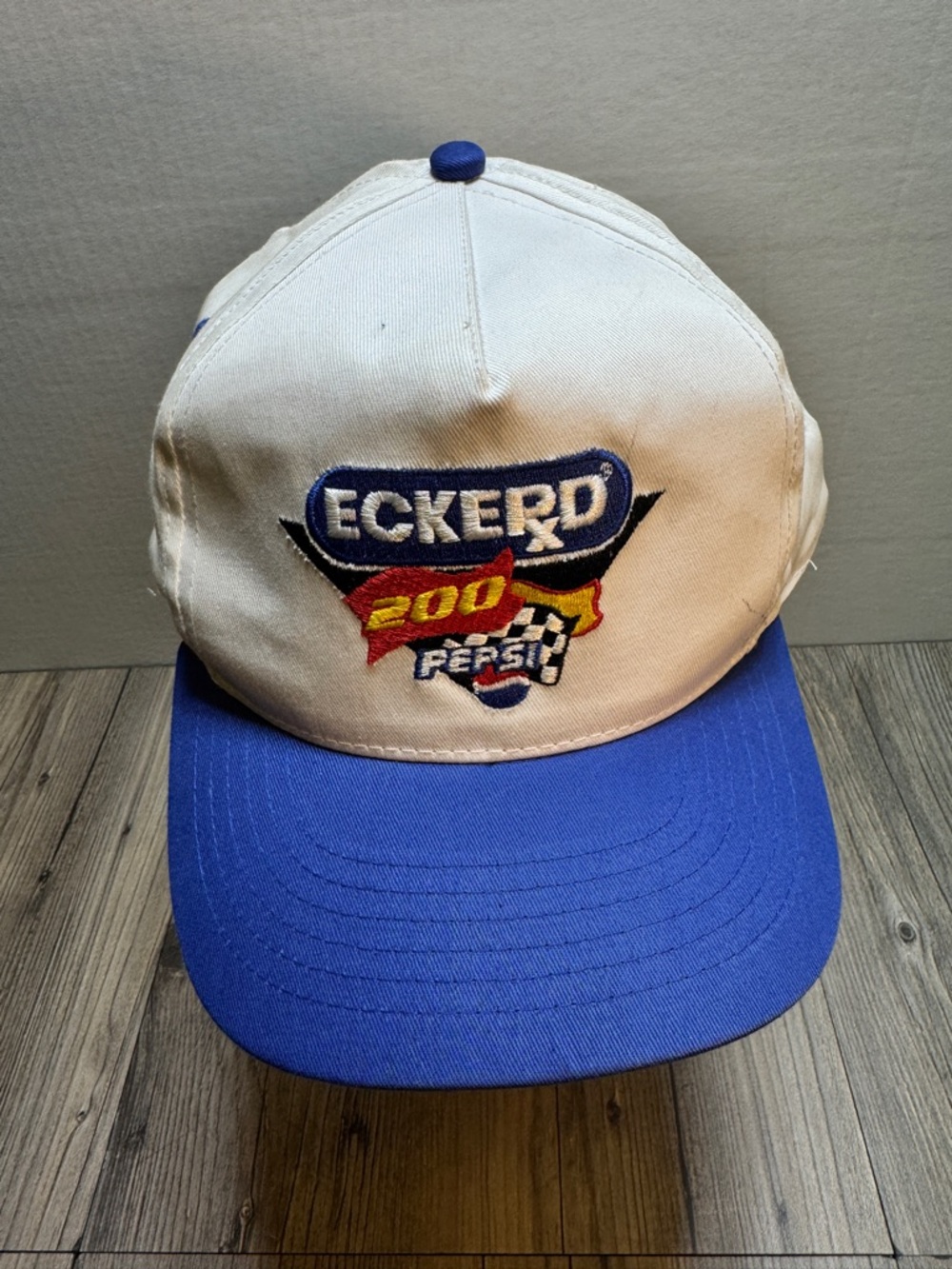 Vintage NASCAR Pepsi Cola ECKERXD 200 Racing blue white Adjustable SnapBack hat